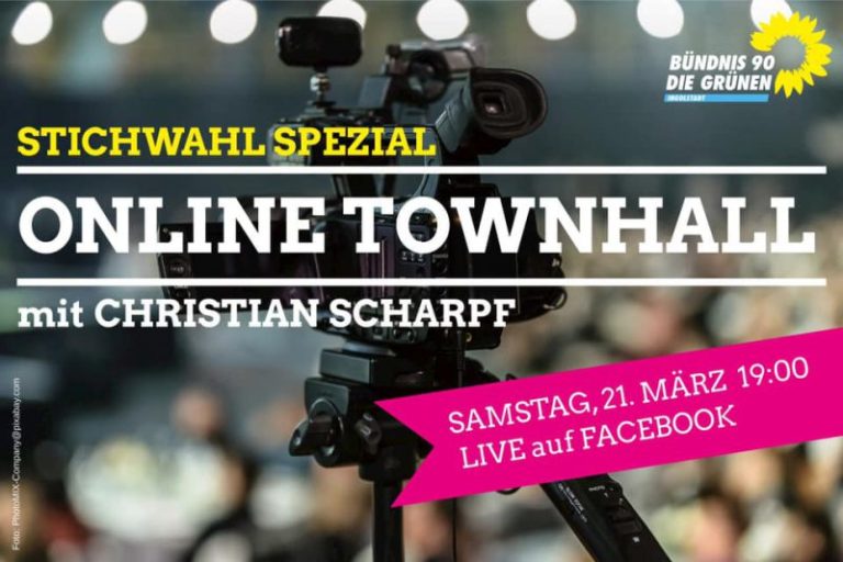 Christian Scharpf zu Gast bei den GRÜNEN – Online-SPEZIAL zur OB-Stichwahl. Fragen und Antworten, Samstag 21. März 19 Uhr live auf Facebook